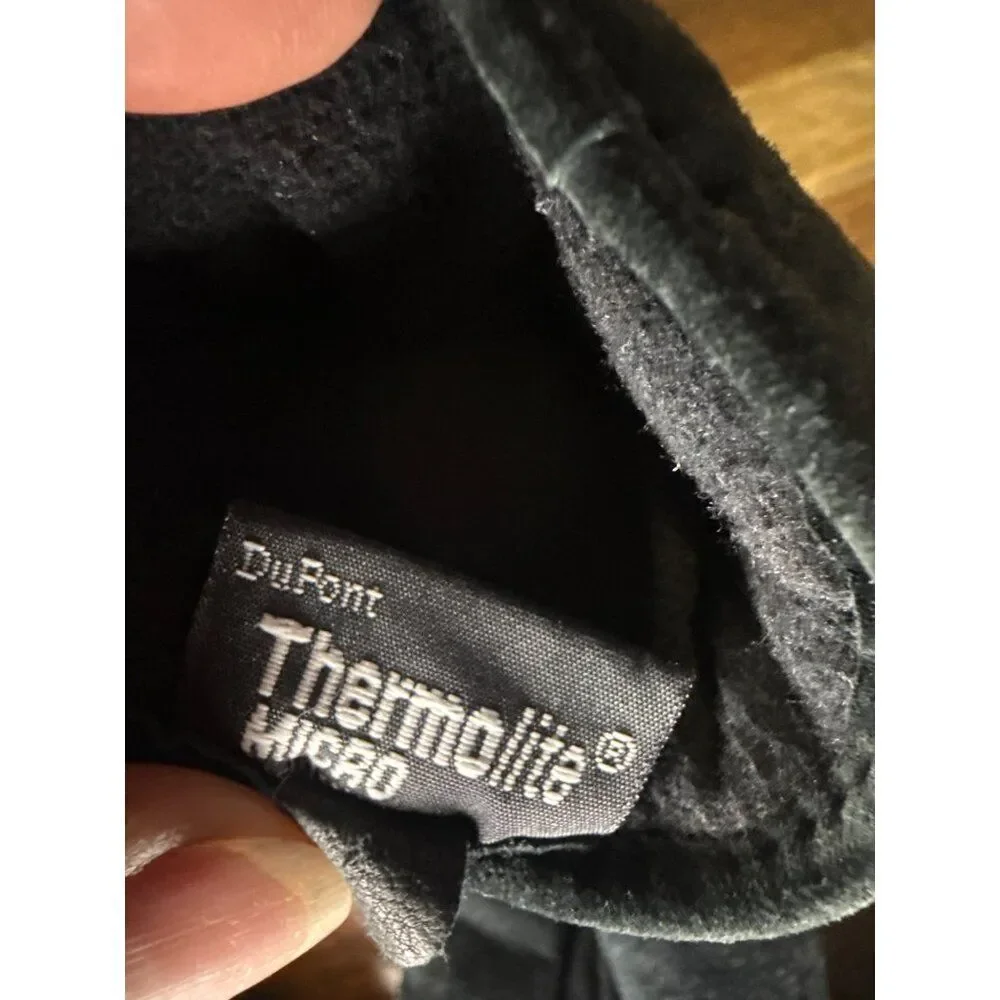 Vintage Black Leather DuPont Thermolite Micro Insulated Gloves Sz‎ Medium